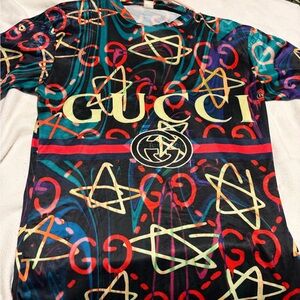 Gucci Multicolor Graffiti Logo Short Sleeve Tee